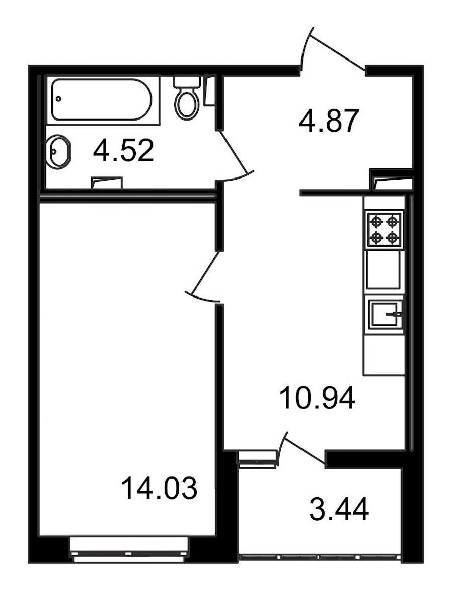 Однокомнатная квартира в : площадь 37.8 м2 , этаж: 1 – купить в Санкт-Петербурге
